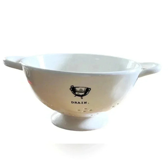 Rae Dunn Artisan Collection "DRAIN" White‎ Ceramic Colander/Strainer. NEW - Picture 1 of 8